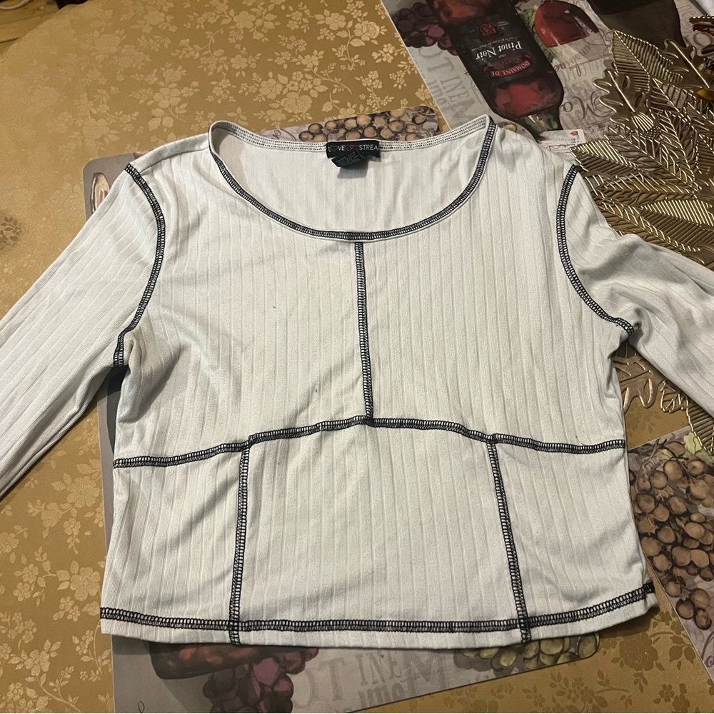 White Long Sleeve Crop Top